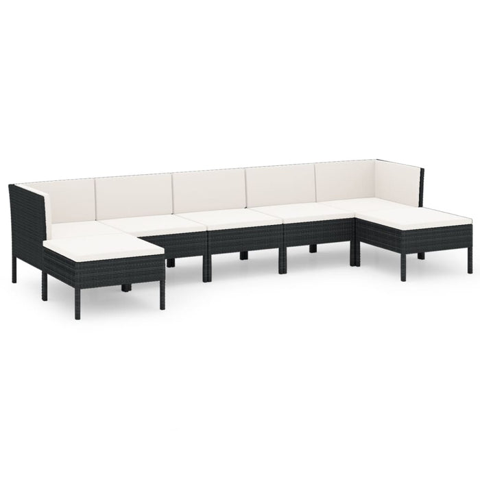 7-tlg. Garten-Lounge-Set mit Auflagen Poly Rattan Schwarz