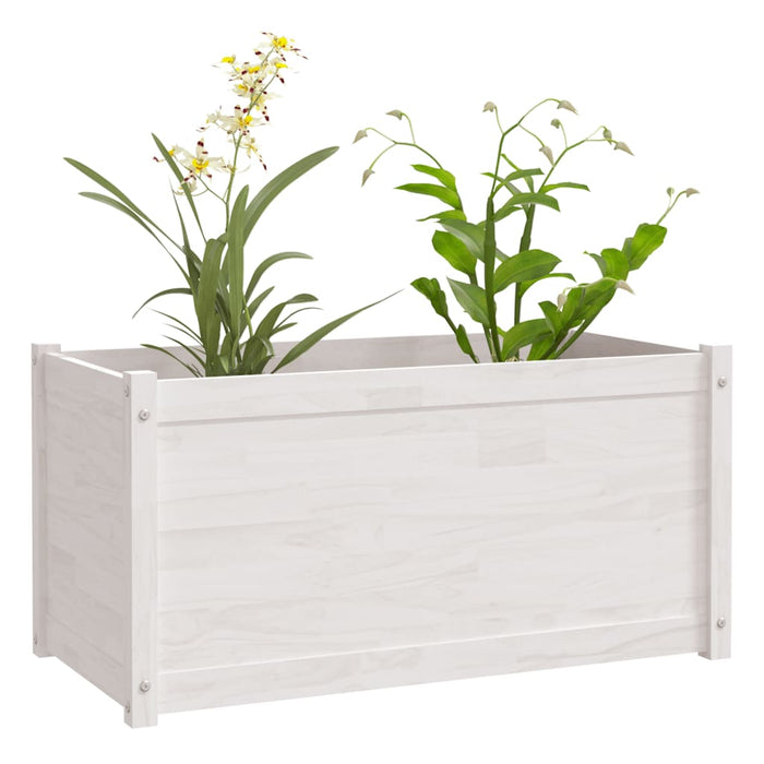 Plant pots 2 pieces white 100x50x50 cm solid pine wood
