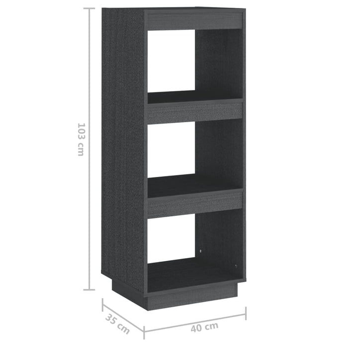 Bookcase/room divider gray 40x35x103 cm solid pine wood