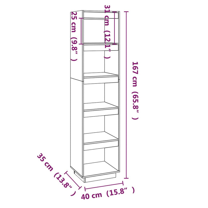 Bücherregal/Raumteiler 40x35x167 cm Massivholz Kiefer