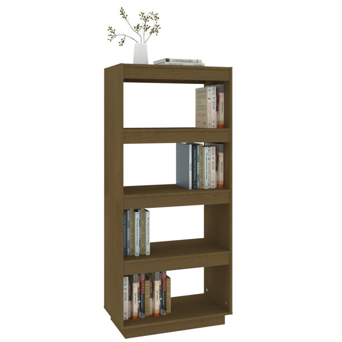 Bookcase/room divider honey brown 60x35x135cm solid pine wood