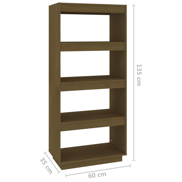 Bookcase/room divider honey brown 60x35x135cm solid pine wood