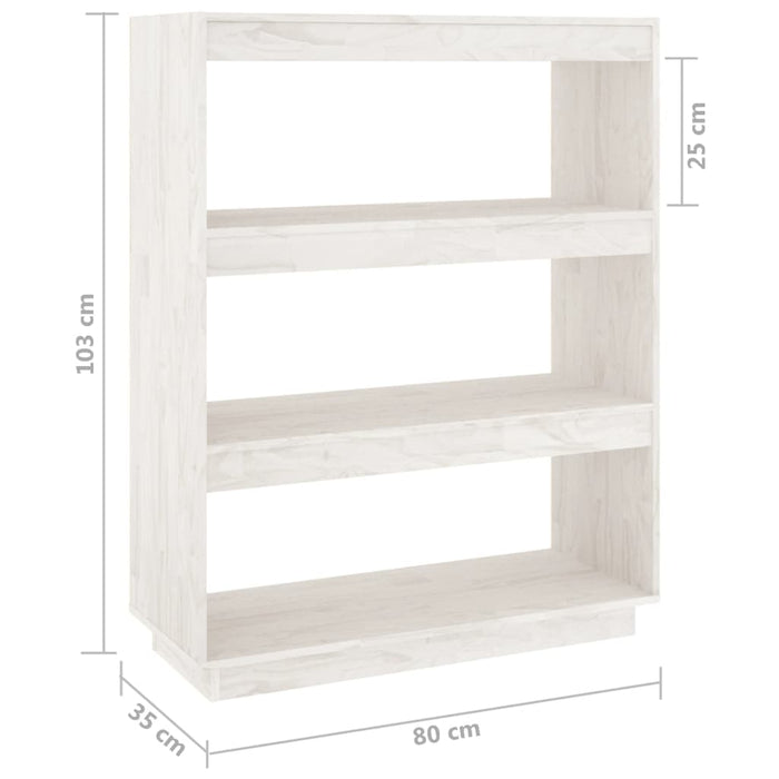 Bücherregal/Raumteiler Weiß 80x35x103 cm Massivholz Kiefer