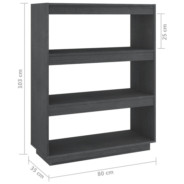 Bücherregal/Raumteiler Grau 80x35x103 cm Massivholz Kiefer