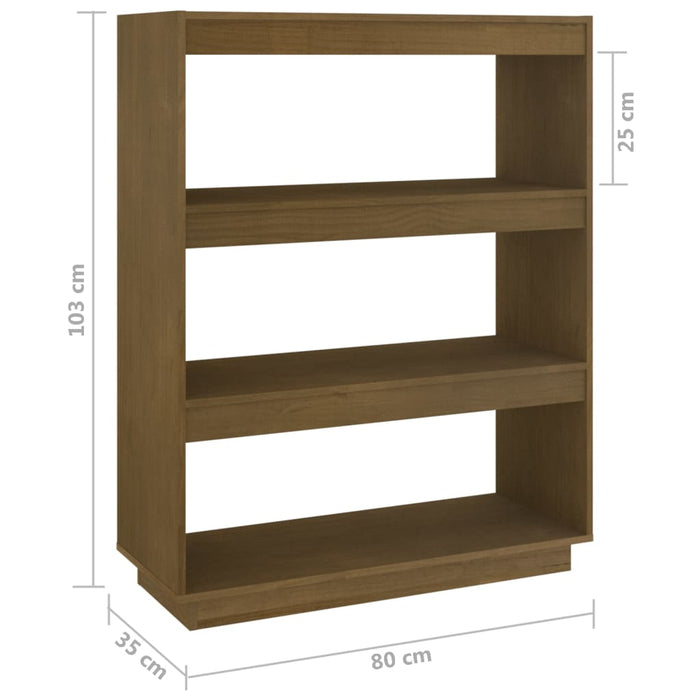 Bookcase/room divider honey brown 80x35x103 cm solid pine wood