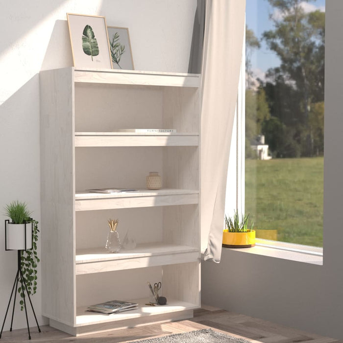 Bookcase/room divider white 80x35x135 cm solid pine wood