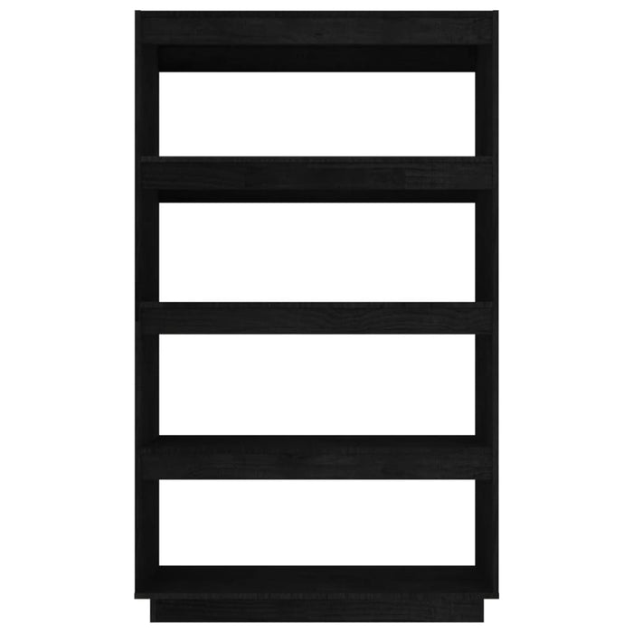 Bücherregal/Raumteiler Schwarz 80x35x135 cm Massivholz Kiefer