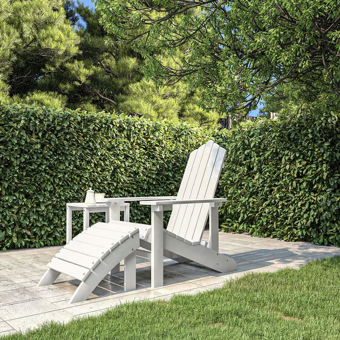 Adirondack garden chair with footrest HDPE White