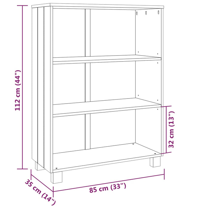 Bookcase HAMAR dark gray 85x35x112 cm solid pine wood