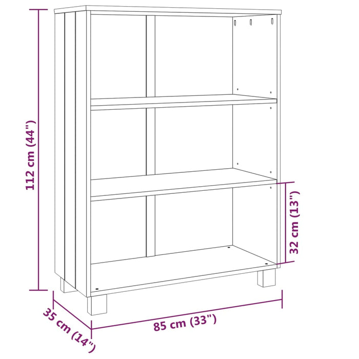 Bookcase HAMAR light gray 85x35x112 cm solid pine wood