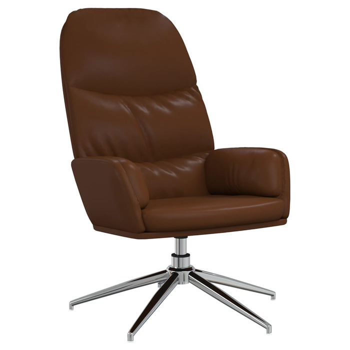 Relaxation chair in shiny brown faux leather