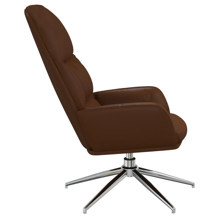 Relaxation chair in shiny brown faux leather