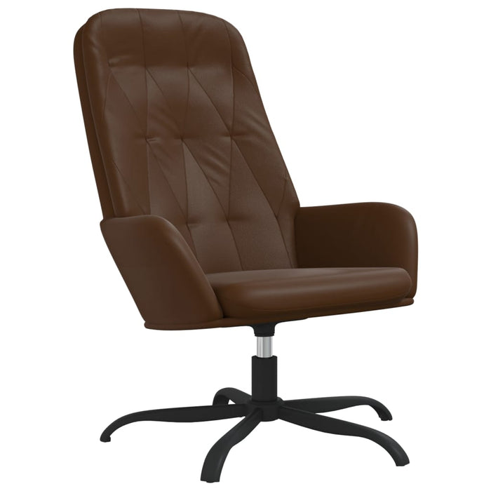 Relaxation chair brown shiny faux leather