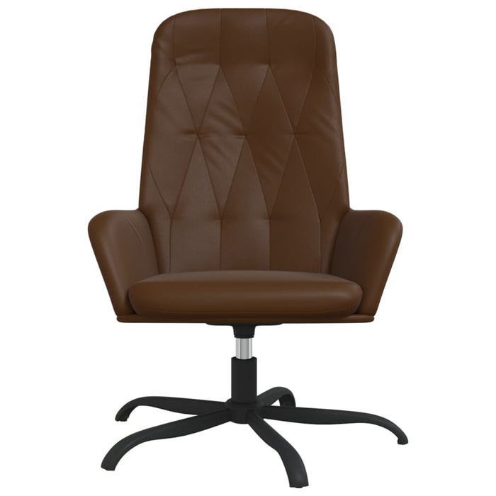 Relaxation chair brown shiny faux leather
