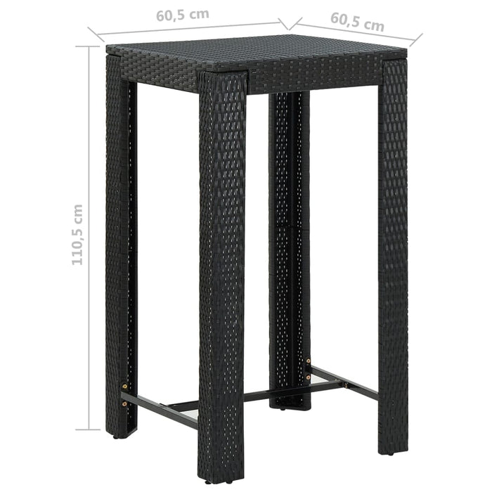 5-tlg. Gartenbar-Set mit Kissen Poly Rattan Schwarz
