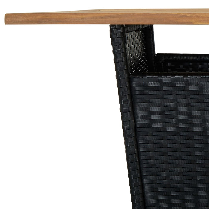 3-tlg. Gartenbar-Set mit Kissen Poly Rattan Schwarz