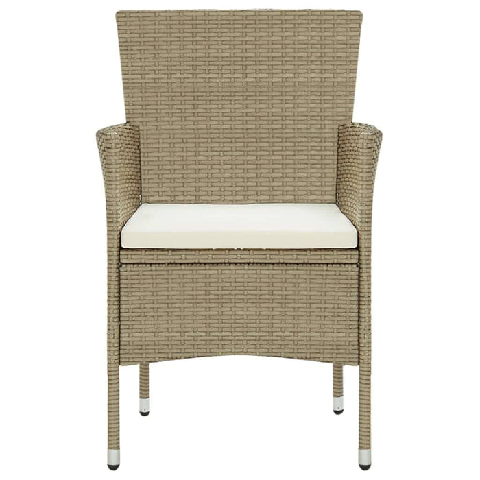 3-tlg. Garten-Essgruppe mit Kissen Poly Rattan Beige