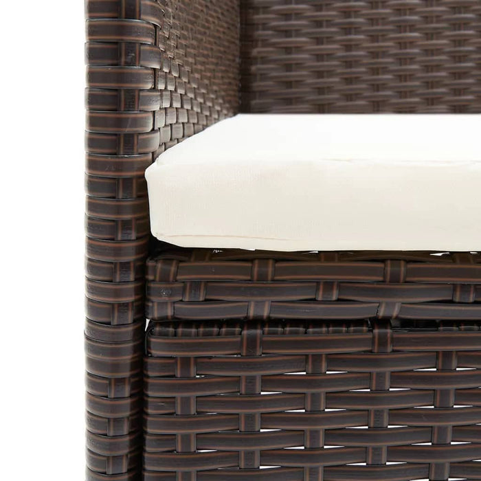 5-tlg. Garten-Essgruppe mit Kissen Poly Rattan Braun