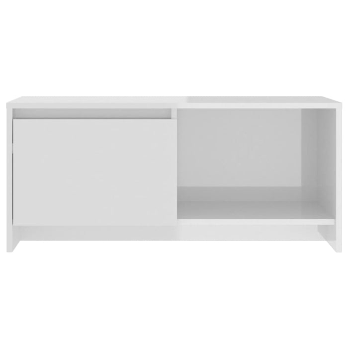TV cabinet high-gloss white 90x35x40 cm made of wood
