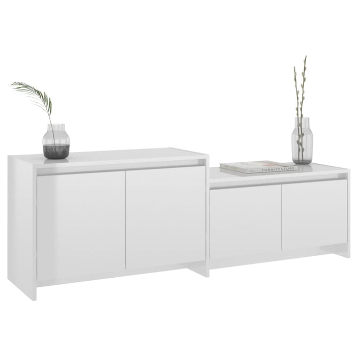 TV cabinet high-gloss white 146.5x35x50 cm made of wood