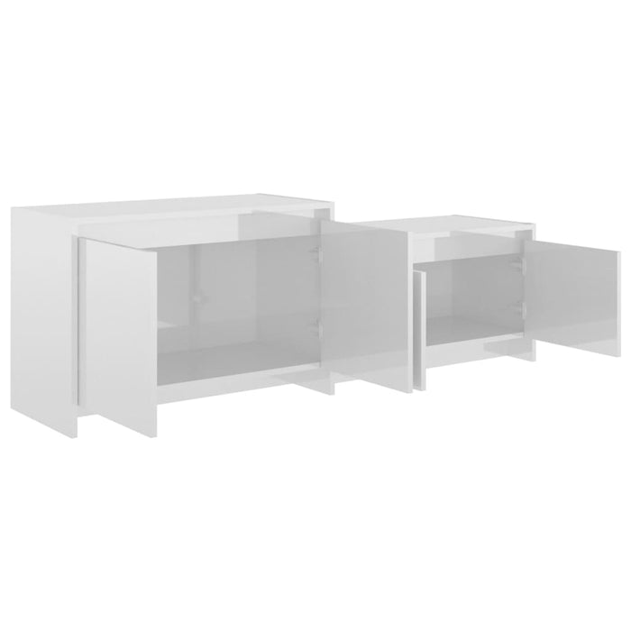 TV cabinet high-gloss white 146.5x35x50 cm made of wood
