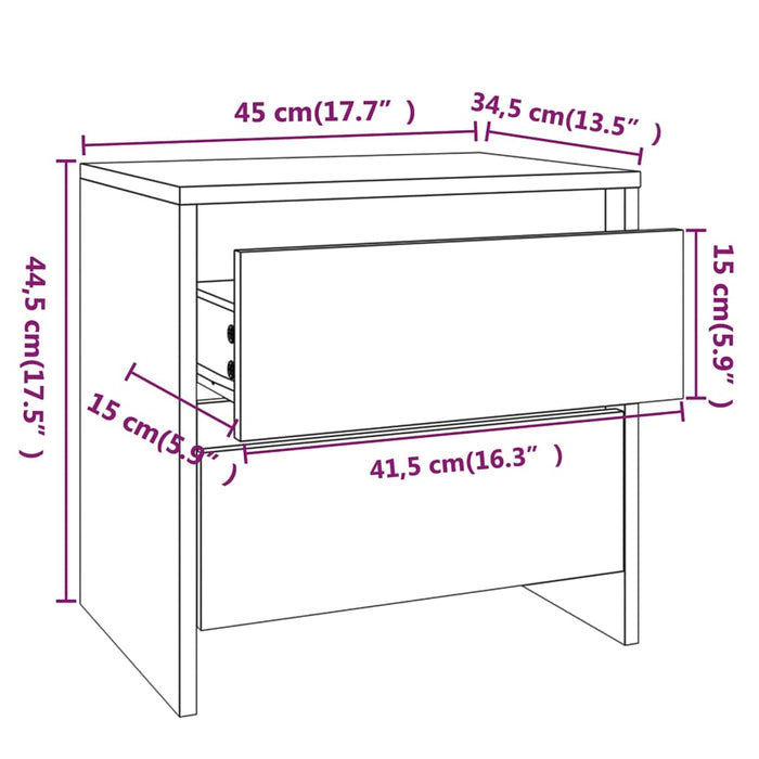 Nachttische 2 Stk. Sonoma-Eiche 45x34,5x44,5 cm Holzwerkstoff