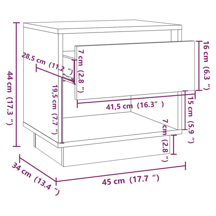 Nachttische 2 Stk. Grau Sonoma 45x34x44 cm Holzwerkstoff