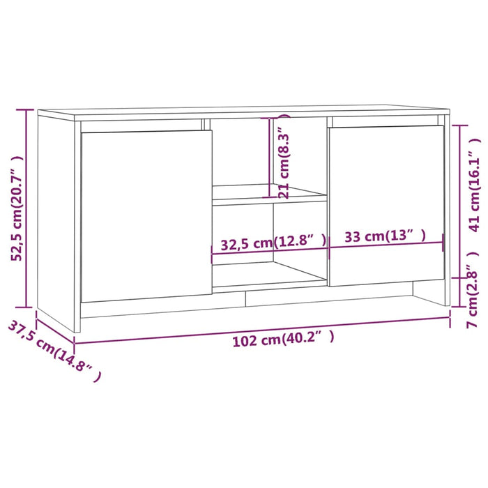 TV-Schrank Braun Eiche-Optik 102x37,5x52,5 cm Holzwerkstoff