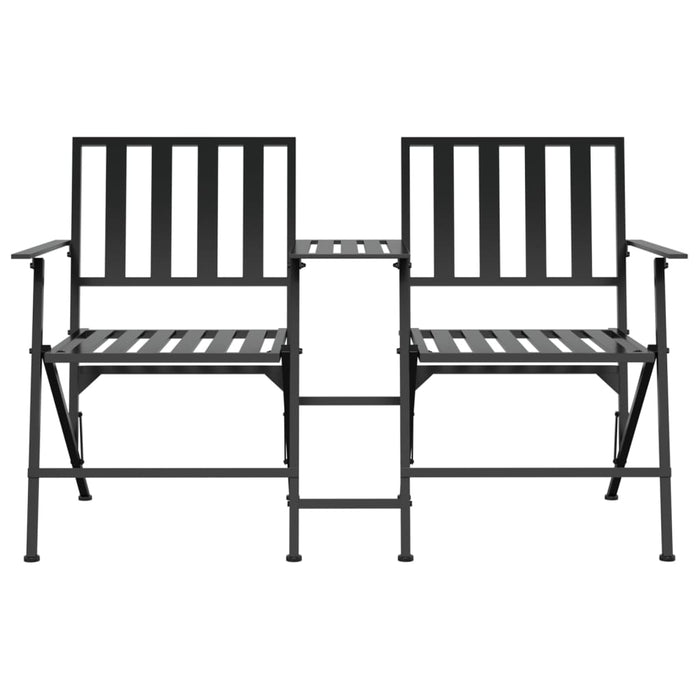 2-Sitzer-Gartenbank Klappbar 137 cm Schwarz Stahl