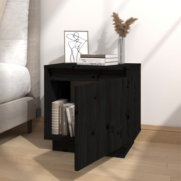 Nachttische 2 Stk. Schwarz 40x30x40 cm Massivholz Kiefer