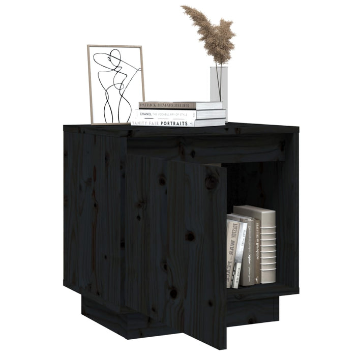 Nachttische 2 Stk. Schwarz 40x30x40 cm Massivholz Kiefer