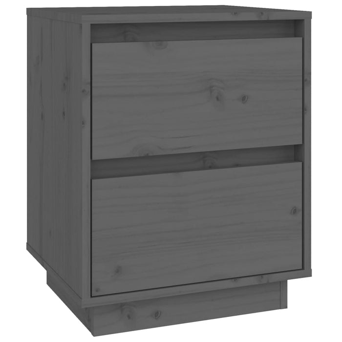 Nachttische 2 Stk. Grau 40x35x50 cm Massivholz Kiefer