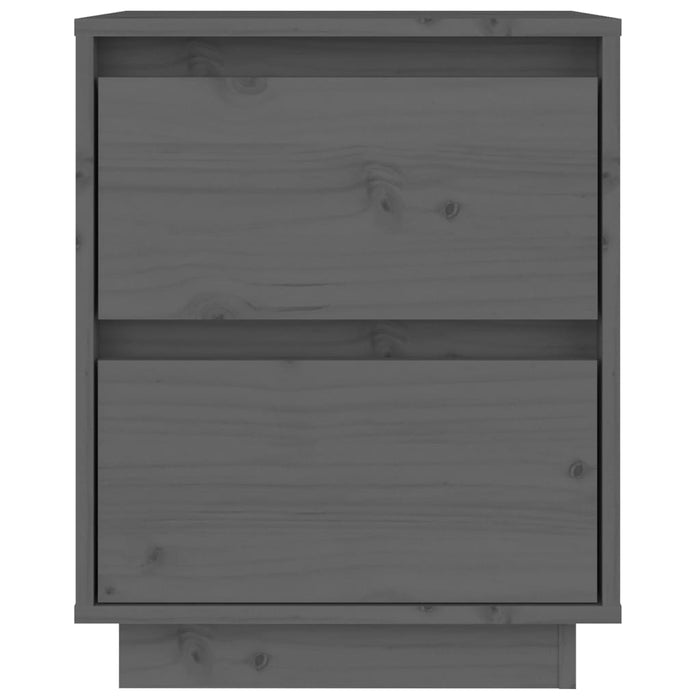 Nachttische 2 Stk. Grau 40x35x50 cm Massivholz Kiefer