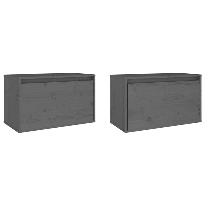 Wall cabinets 2 pcs. Gray 60x30x35 cm solid pine wood