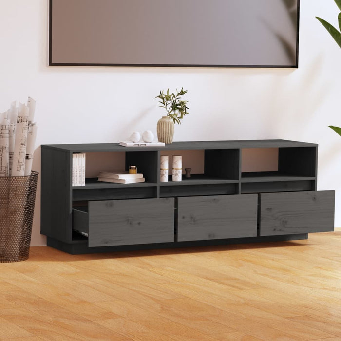 TV cabinet gray 140x37x50 cm solid pine wood