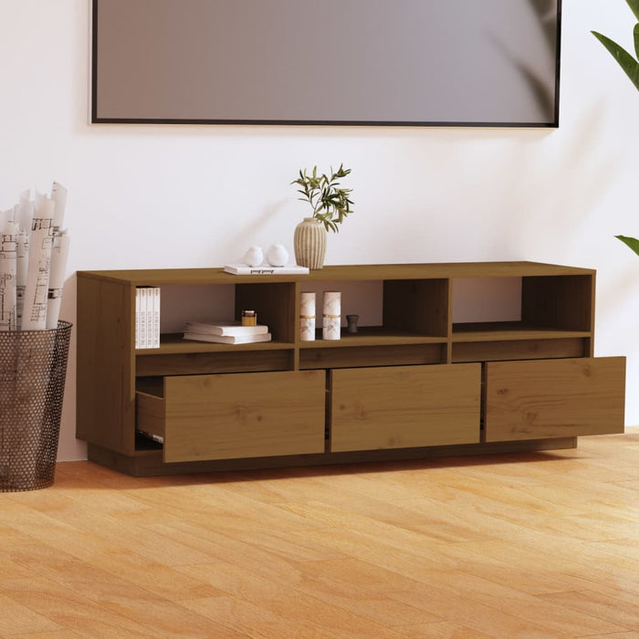 TV cabinet honey brown 140x37x50 cm solid pine wood