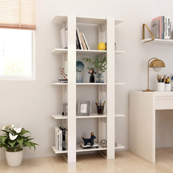 Bookcase/room divider high-gloss white 80x30x160 cm