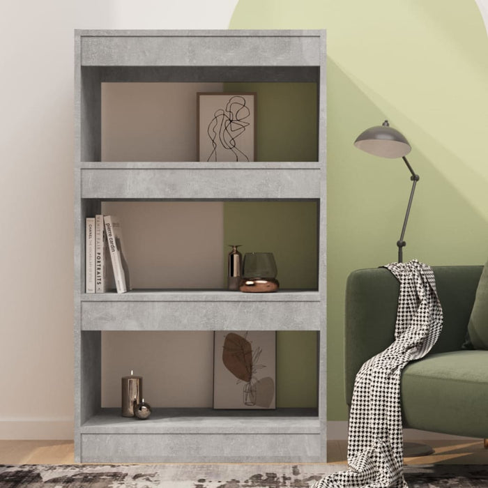 Bookcase/room divider concrete gray 60x30x103 cm made of wood