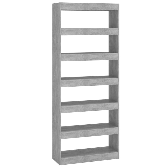 Bookcase/room divider concrete gray 80x30x198 cm made of wood