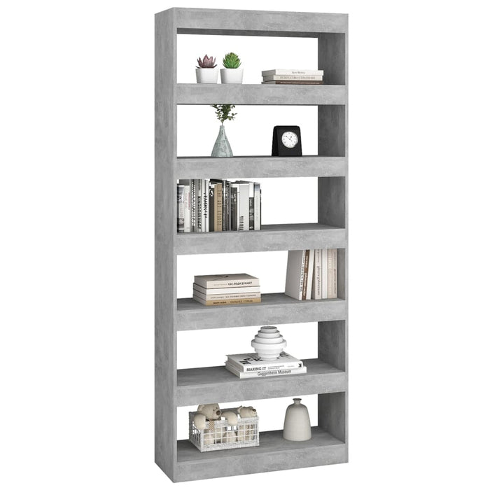 Bookcase/room divider concrete gray 80x30x198 cm made of wood