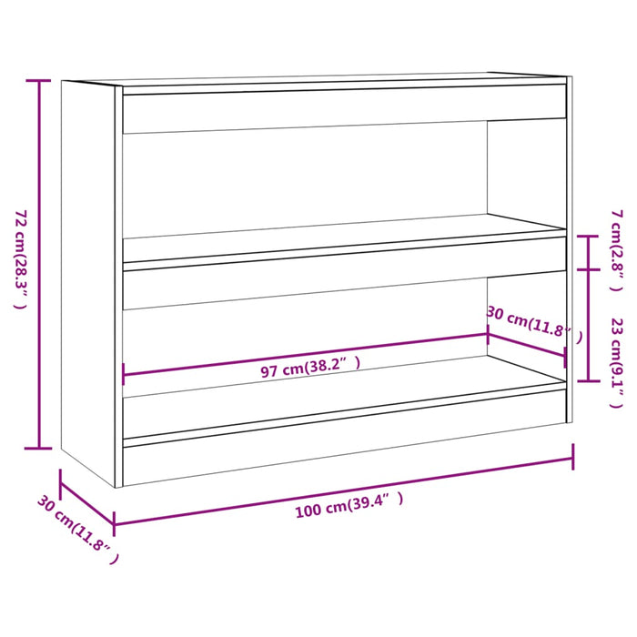 Bookcase/room divider white 100x30x72 cm