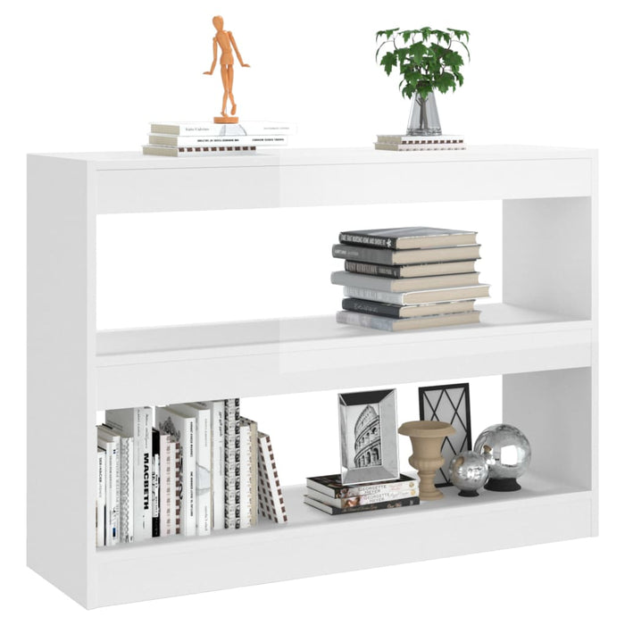 Bücherregal/Raumteiler Hochglanz-Weiß 100x30x72 cm