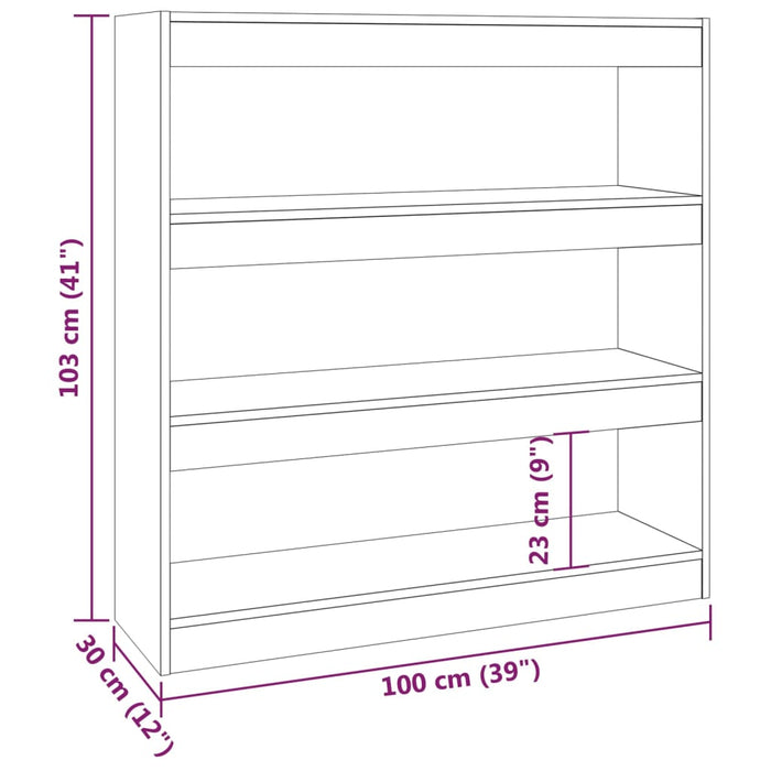 Bookcase/room divider black 100x30x103 cm
