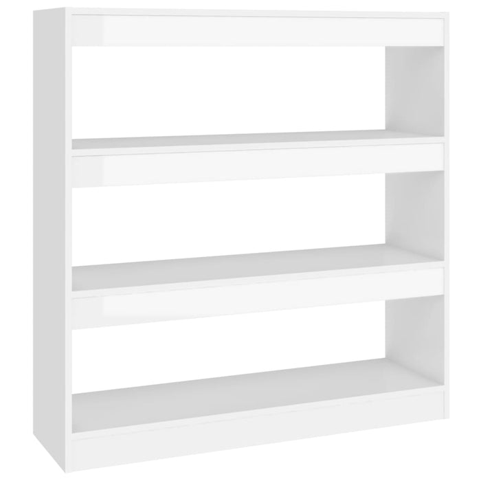Bookcase/room divider high-gloss white 100x30x103 cm