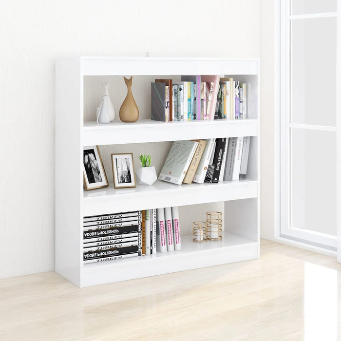 Bookcase/room divider high-gloss white 100x30x103 cm