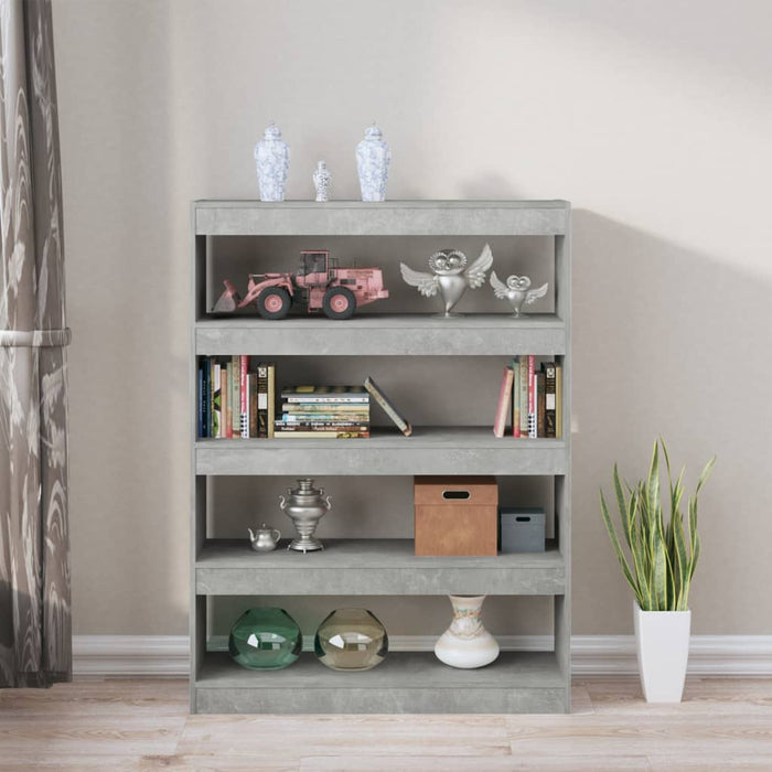 Bookcase/room divider concrete gray 100x30x135 cm