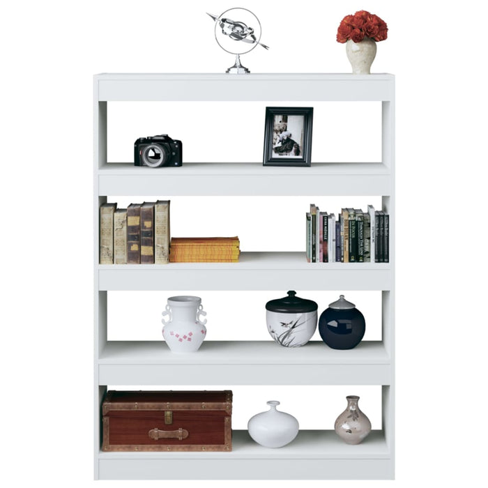 Bookcase/room divider high-gloss white 100x30x135 cm