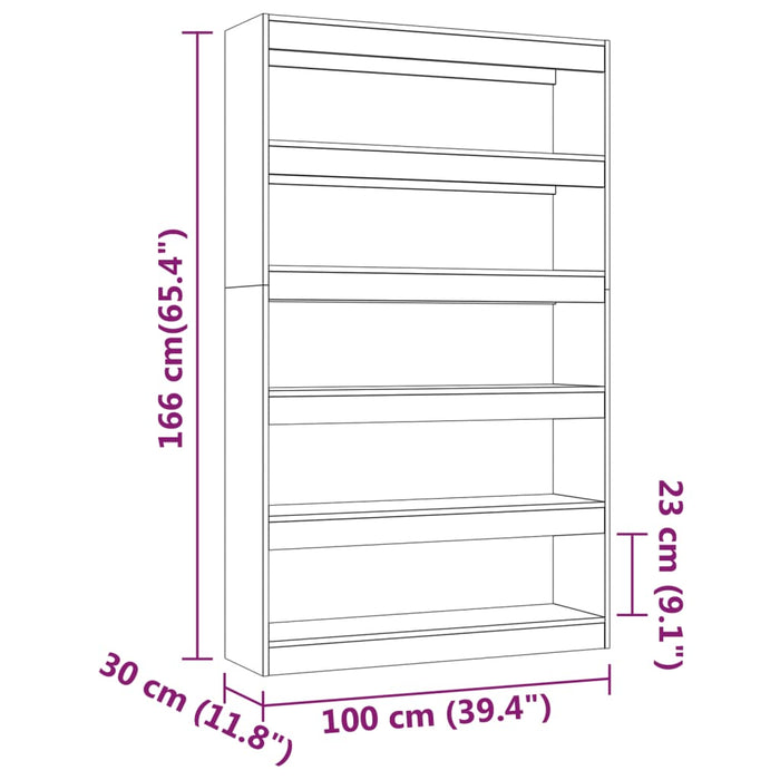 Bookcase/room divider black 100x30x166 cm