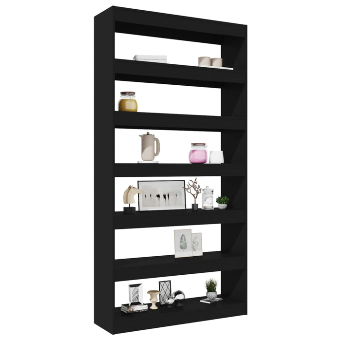 Bookcase/room divider black 100×30×198 cm wood material