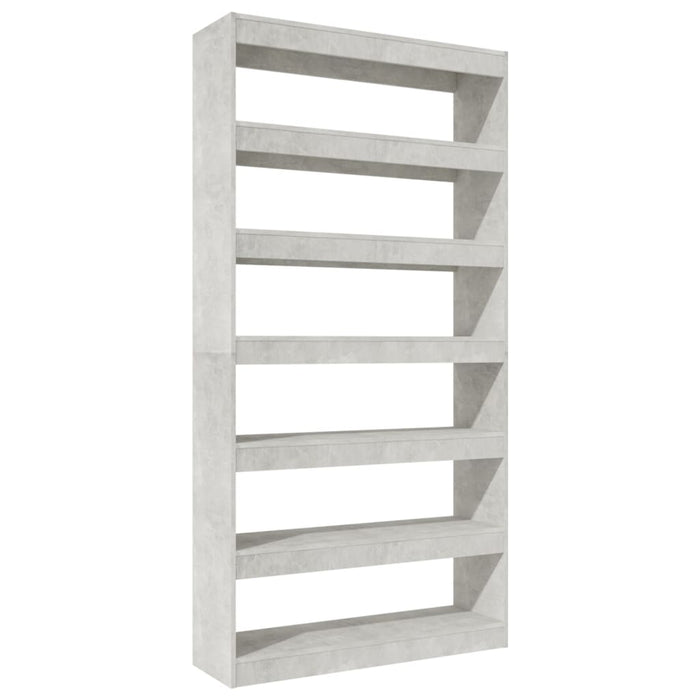 Bookcase/room divider concrete gray 100×30×198 cm wood material